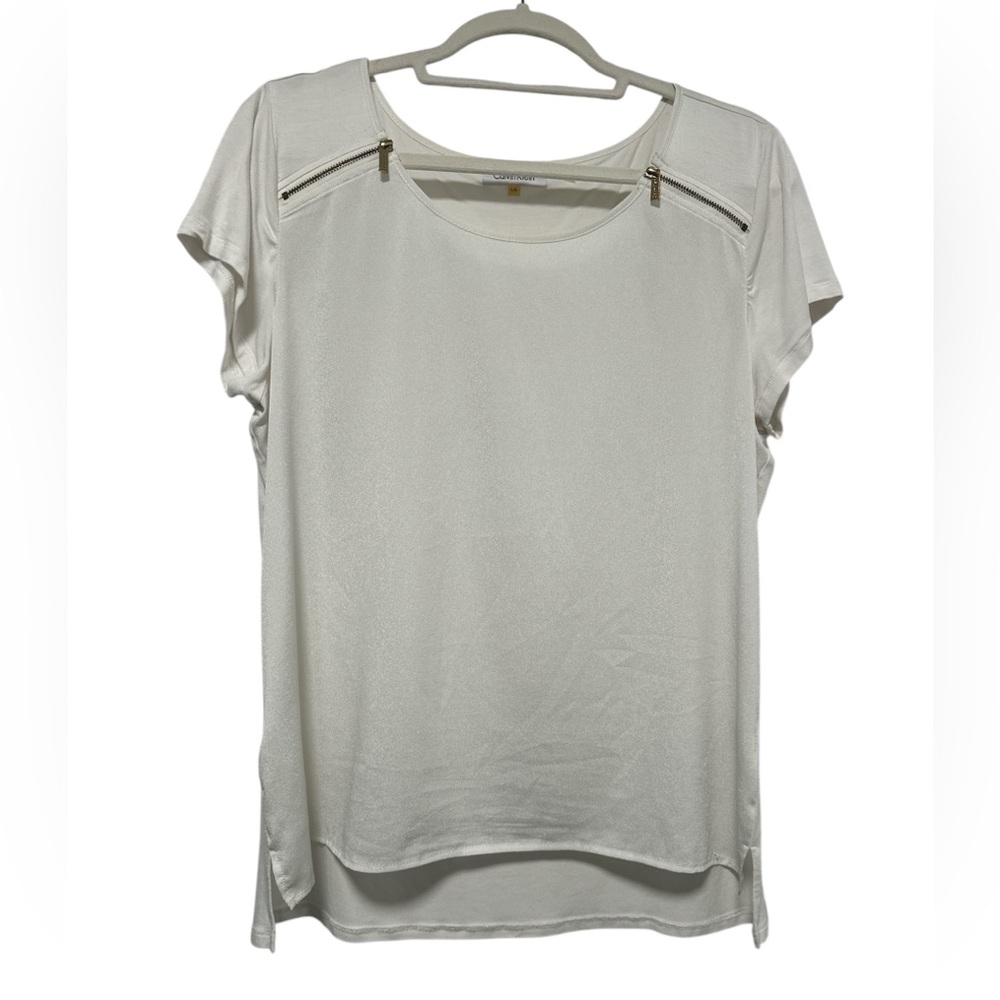 Cream Short Sleeve Scoop Neck T-Shirt